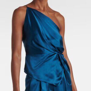 Michelle Mason Blue 100% Silk Wrap Top